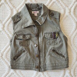Olive Green Khaki Vintage Arizona Jeans Vest Size S